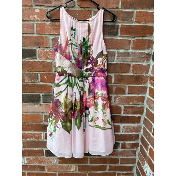 Ted Baker London Carlii Pink Floral Print Fit & Flare Dress Size 2 (US 6) - Picture 4 of 5